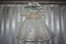 Beautiful Baby Christening/Wedding Dress with Bow & Matching Hat 0-6 ms Lot 273