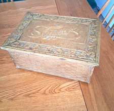 Antique Victorian Brass slipper box Decorative Embossed Design