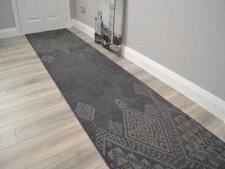 Black Grey Hall Rugs Silver Extra Long Very Wide Narrow Hallway Runner Small Mat