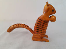 Small Figurine Hand Carved Wood Squirrel With Nut Animal Ornament Sculpture