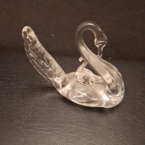 Glass swan and cygnet - and, tall