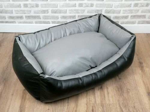 Black grey faux leather - black/,