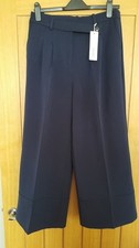 Esprit Navy Blue Tailored Wide Fit Culottes Trousers Size 12 NEW with TAGS
