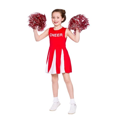 Girls red cheerleader costume - red,