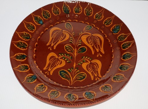1989 foltz redware plate - redware, 13