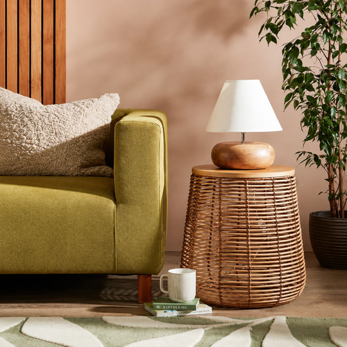 Pebble mango wood table lamp - pebble,