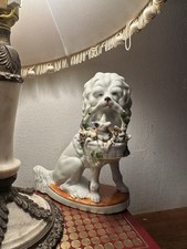 Antique Victorian German Porcelain Poodle Dog with Puppies Mantel Shelf Figures