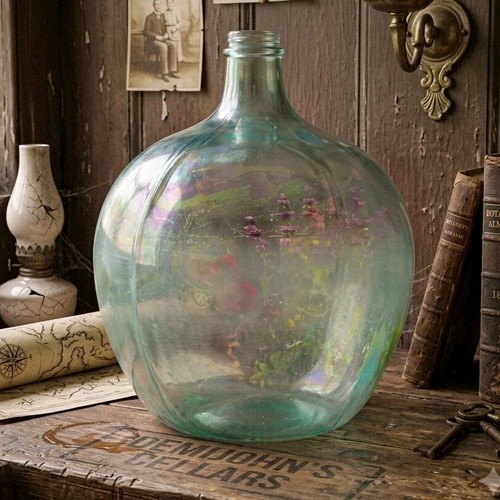 Vintage large glass carboy - glass,
