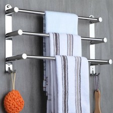 Stainless Steel Bathroom Wall Mounted Towel Rail 3 Tier Chrome Kitchen Towel