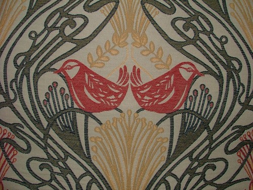 Art nouveau bird red blue - art,
