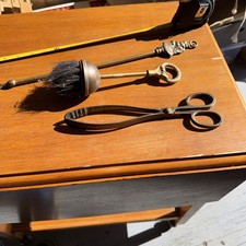 vintage brass coal tongues