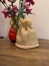 Cream Hand Knitted Bobble Hat