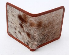 Cow hide Leather Men Bifold Purse Luxury HAIR ON Leather Card Holder Wallet-120