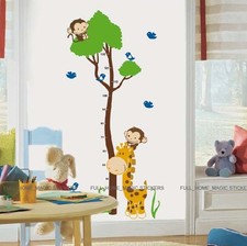 Huge Giraffe Monkey Tree Kids Height Measure Wall Stickers Boy Girl Growth Chart