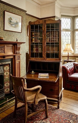 Beautiful oak bureau glazed - oak,