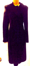 BODEN Silk Velvet black Evening Coat SZ 8 UK Velvet buttons, back belt- flared