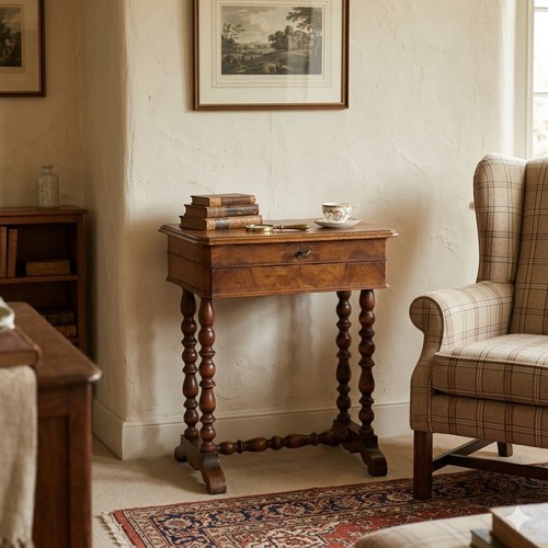 Antique sewing table walnut - table,