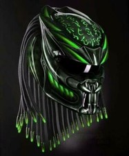 TOP PREDATOR HELMET CUSTOM GREEN FIRE ( DOT & ECE CERTIFIED )