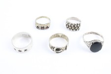 Sterling Silver Rings Buckle Keeper Trilogy Stone Set x 5 (20g)
