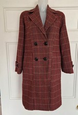 Adolfo Dominguez double breasted red check coat Size 36 UK 8