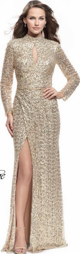 Femme gold sequin mesh - la,