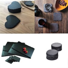 Natural Slate SQUARE ROUND HEART Coasters Coffee Table Drinks 10x10cm
