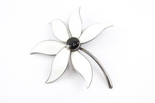 Aksel Holmsen Sterling Silver Brooch Enamel Floral Norway (22g)