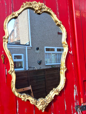 LARGE VINTAGE ATSONEA BAROQUE ROCOCO WALL MIRROR ORNATE GOLD GILT FRAME