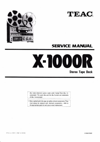 Service manual for teac 1000 - teac, x-1000