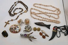 Joblot Old Vintage Antique Jewellery Inc Earrings Necklace Brooch Etc