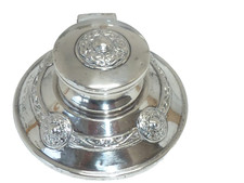 Antique Sterling Silver Inkwell Celtic Knot Henry Matthews c1912 Desk Top