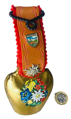 Ornament cow bell - cow, brass