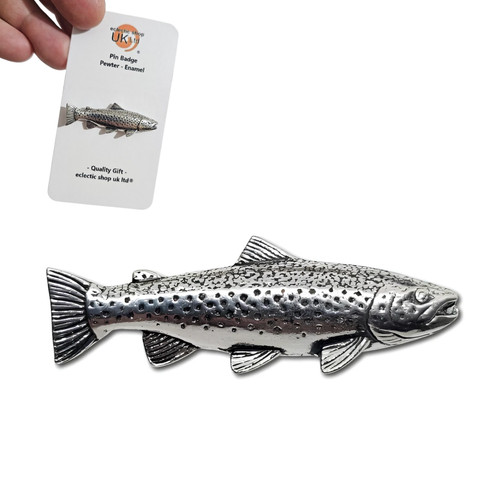 Brown trout pin - brown, pewter