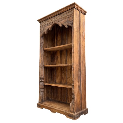 Tall carved oak bookcase with - tall,