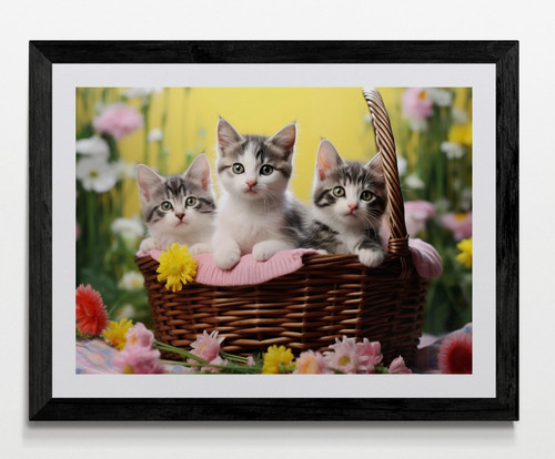 Cute kittens cat - cat, framed