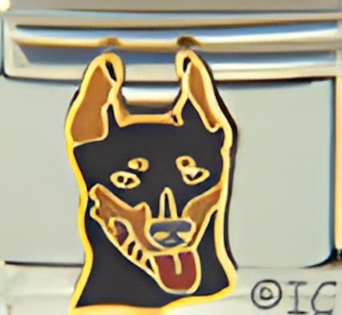Black doberman dog enamel - black,