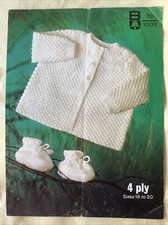 Bellmans knitting pattern 1009. 4 ply cardigan and bootees 16-20"
