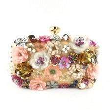 Women Floral Beaded Clutch