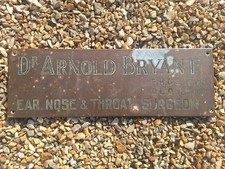 Vintage Brass Plaque Sign DR