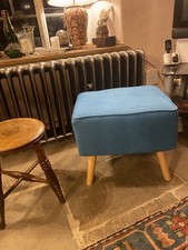 Modern contemporary  Blue rectangular Footstool  on splayed legs 