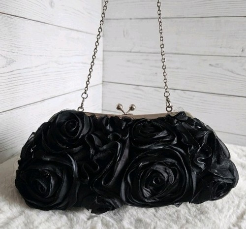 Vintage black rose satin - vintage,