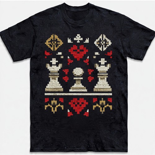 Pixel art hearts shirt bit - art,