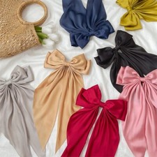 Large Satin Bow Hair Clip Barrettes Wedding Ribbon Korean Hair Grip 8 Inches