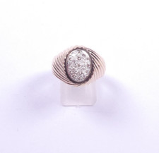 Ring 9 carat yellow gold size S Gents Mans natural diamond cluster