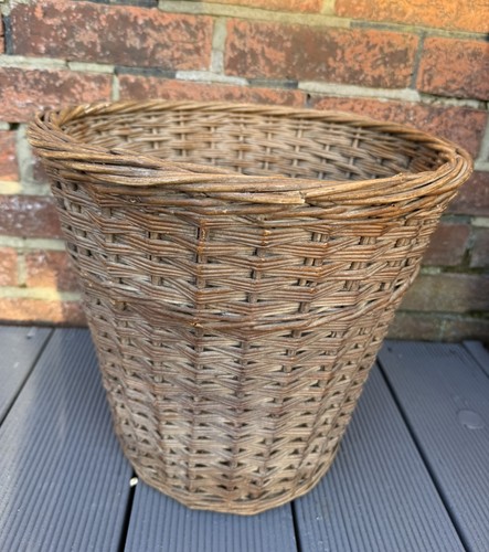 Vintage wicker waste paper bin - wicker,