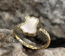 Clogau 9ct Yellow & Rose Gold Lady of Luck Mother of Pearl Diamond Ring Size P