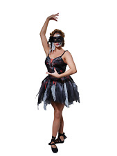 Dead Ballerina Costume Swan Dancer Ladies Halloween Fancy Dress Outfit