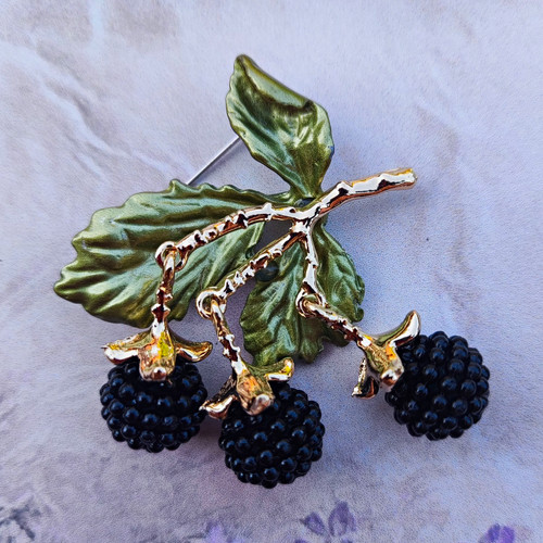 Gold tone blackberry branch - gold,
