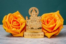 Kuber Kubera Statue Idol Hindu God Metal Golden Murti Diwali Pooja Home Office