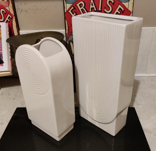 Glazed ceramic art deco vase - glazed,